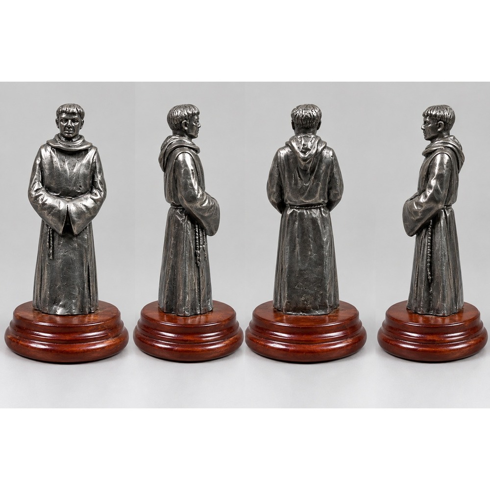Piper Craft Pewter Monk Figurine on Wood Base Made in Scotland with Box